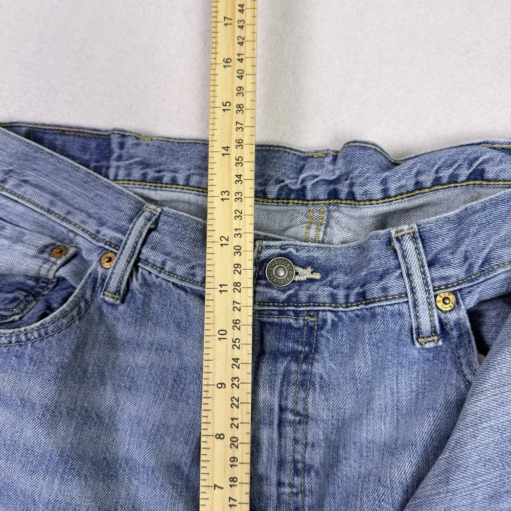 Levis 501 Jeans Men 36x30 Blue Button Fly Original Fit Pants‎ Light Wash Y2K